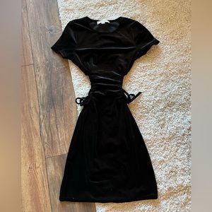 No Comment Black Velour Dress with Adjustable Cutout Sides